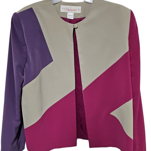 Vtg Doncaster 80s Colorblock Blazer Jacket Sz 12  Mod Minimalist Power Suit - Picture 1 of 8